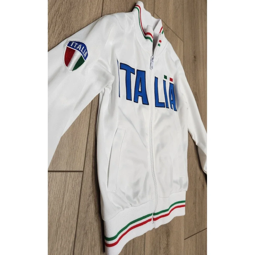 Italia Kids Soccer‎ Futbol Track Jacket White Zip Up Embroidered Italy Size 5/6